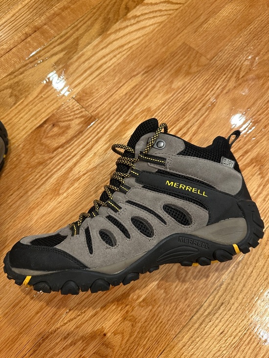 Merrell Black and Gray Athletic Shoes with Yellow Accents - Picture 2 of 8